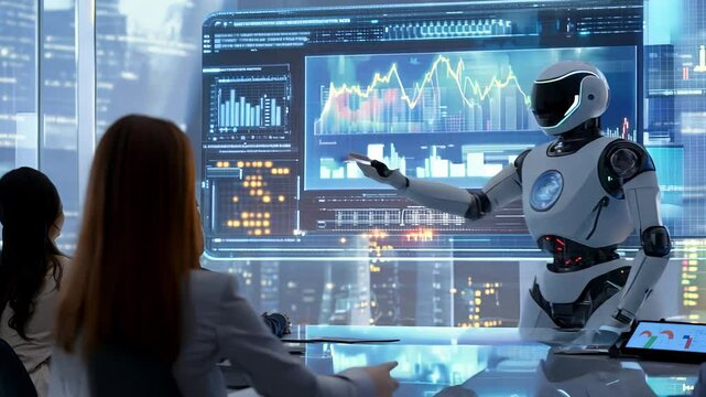 AI Robot Successfully Leads Business Presentation in Modern Office