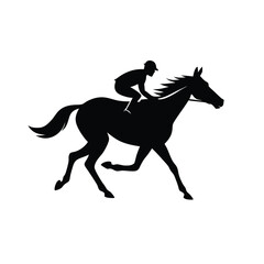 male Horse racing, vector silhouette running horse and jockey,  vector silhouette illustration, 