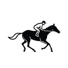 male Horse racing, vector silhouette running horse and jockey,  vector silhouette illustration, 