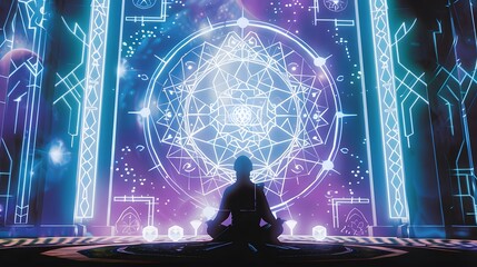 Mystical Portal with a Meditating Figure