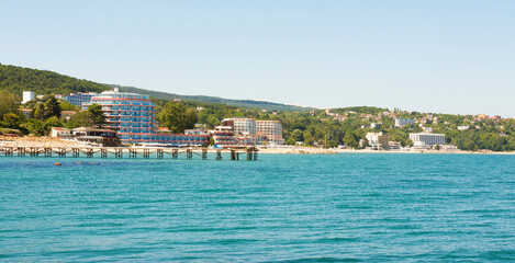Fototapeta premium ST.ST. CONSTANTINE AND HELENA, BULGARIA - YUNE 01, 2015: sea coast with hotels Sirius, Asalai, Marina and Palace and beaches