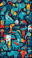 Fototapeta premium seamless abstract pattern with animals