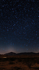 Fototapeta premium A mesmerizing view of a starry night sky over a desert landscape. The vast expanse of the sky is filled with countless stars, creating a sense of awe and wonder.