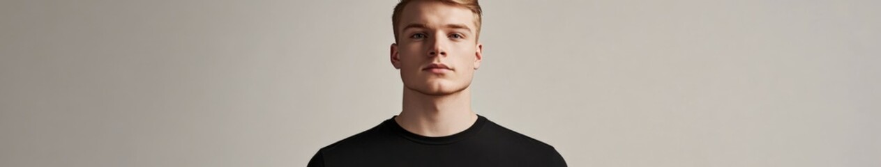 Obraz premium Fashion model poses against a minimal background in casual attire