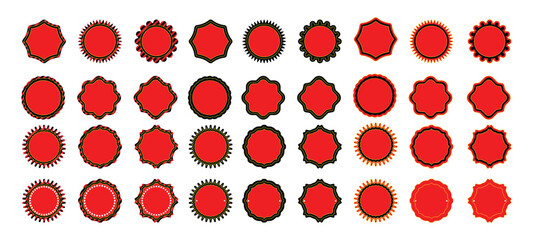 Starburst badge or promotional label set,  special offer design emblems, price promo tags collection
