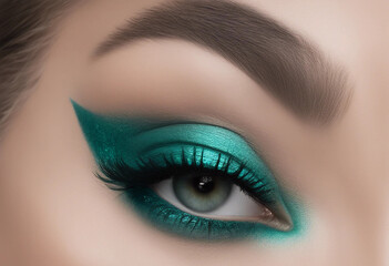 Obraz premium close up of eye. The visible details include well-groomed eyebrows, eyelashes, and smooth skin.