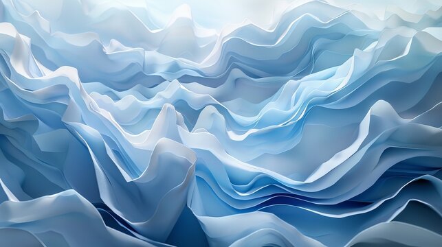 The scene features layers of delicate, cut-out paper shapes forming soft, flowing clouds and abstract wind patterns.