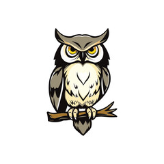 owl vector mascot logo illustration. sharp eye intelligent educational owl. white background owl editable vector file for badge, emblem and tshirt printing..