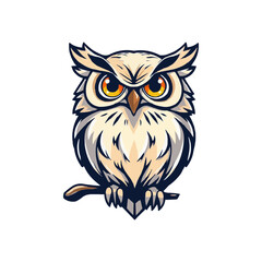 owl vector mascot logo illustration. sharp eye intelligent educational owl. white background owl editable vector file for badge, emblem and tshirt printing..