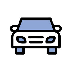 Obraz premium Car icon with blue accents symbolizing transportation and travel