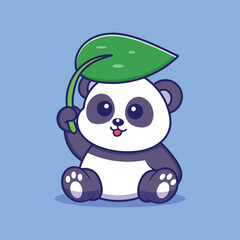 Charming Panda with Leaf Delightful Vector Artwork