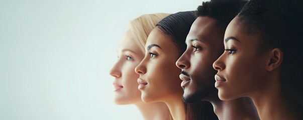 Four Individuals in Profile with Diverse Skin Tones