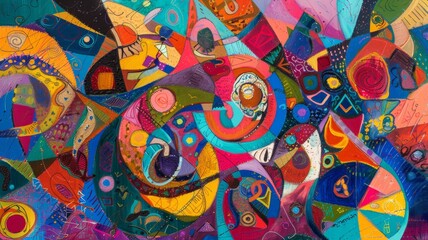 Fototapeta premium Abstract Art with Vibrant Colors and Geometric Shapes