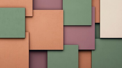 Fototapeta premium Modern and stylish background featuring overlapping squares in various earthy tones, creating a visually interesting geometric pattern