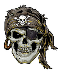 Pirate Head, vector art character graphic drawing illustration for stickers, streetwear, t-shirts, logos, print-on-demand, print, or branding