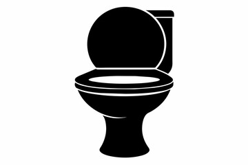 White toilet silhouette black color on white whit vector art illustration