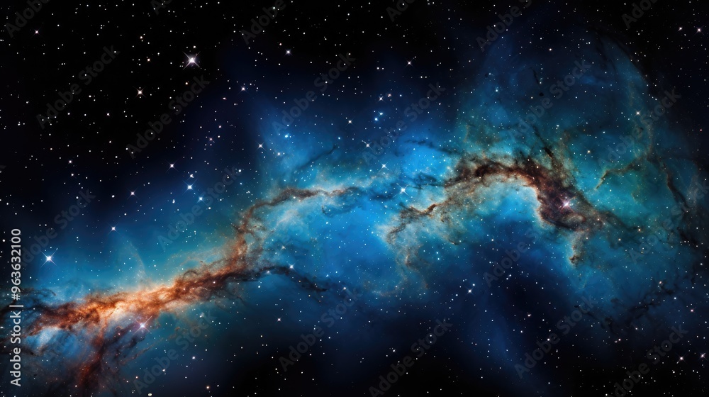 Wall mural a breathtaking view of a nebula, a vast cloud of gas and dust, illuminated by the light of distant s
