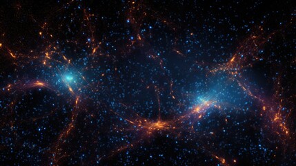 Naklejka premium A mesmerizing abstract background of swirling blue and orange lights on a black canvas, evoking a sense of cosmic wonder and celestial beauty.