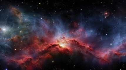 Fototapeta premium A stunning nebula, swirling with vibrant colors and sparkling stars, evokes a sense of wonder and awe at the vastness of the universe.