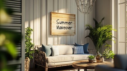 Summer Makeover Interior Design With White Sofa And Plants