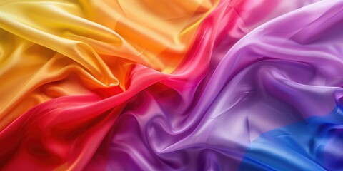 Obraz premium A colorful piece of fabric with a rainbow pattern. The colors are bright and vibrant, creating a cheerful and lively mood