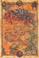 Naklejka premium Majestic Journey Through Utah's Red Rocks: A Hand-Painted Desert Landscape Adventure