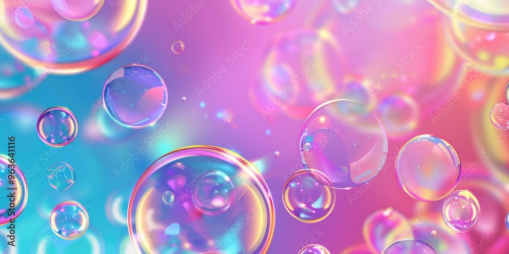 Wall mural a colorful background with many different colored bubbles. the bubbles are all different sizes and c