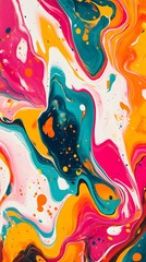 Obraz premium Oil Painting Colorful Waves and Shapes, Texture, Pattern Background, Wallpaper, Cover and Screen for Smartphone, PC, Laptop, 9:16 and 16:9 Format