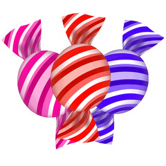 Fototapeta premium striped colorful candies on transparent background with stripes lines wrapped 