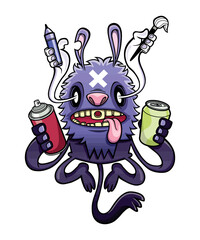 Soda Monster, vector art character graphic drawing illustration for stickers, streetwear, t-shirts, logos, print-on-demand, print, or branding