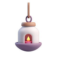 Obraz premium A modern lantern design featuring a warm candle glow, perfect for cozy atmospheres and decorative lighting in any space. 3d render