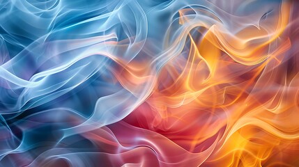 Obraz premium Soft, colorful smoke swirling gracefully, forming delicate waves and abstract patterns, representing the flow of imagination and creative energy
