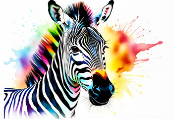 A colorful, artistic illustration of a zebra with vibrant splashes, perfect for wildlife-themed art and World Wildlife Day