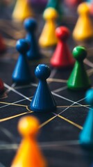 Colorful board game pawns on a gaming