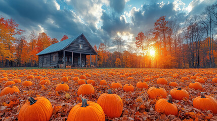 ripe orange pumpkins in autumn field, halloween, fall, harvest, farm, garden, october 31, agriculture, nature, farming, growth, vegetable, harvesting, plant