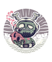 Zombies Have Heart Too, vector art character graphic drawing illustration for stickers, streetwear, t-shirts, logos, print-on-demand, print, or branding
