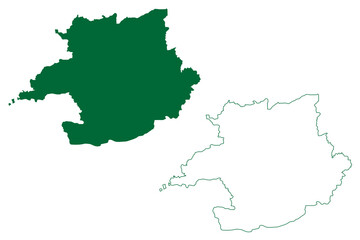 Betul district (Madhya Pradesh State, Narmadapuram division, Republic of India) map vector illustration, scribble sketch Betul map