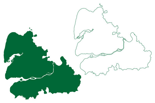 Bharuch district (Gujarat State, Republic of India) map vector illustration, scribble sketch Broach map