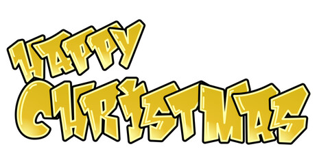 Happy Christmas - Graffiti Styled Street Art Cool Font, Fully editable. Color: gold - golden