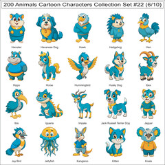 Obraz premium Animals Cartoon Characters Collection Set of 200 Isolated Animals Part 6