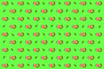 seamless pattern, seamless pattern with guava, illustration of fruits, fruit, green background, wallpaper, fruit background, food, green