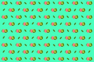 seamless pattern, seamless pattern with guava, illustration of fruits, fruit, green background, wallpaper, fruit background, food, green