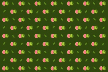 seamless pattern, seamless pattern with guava, illustration of fruits, fruit, green background, wallpaper, fruit background, food, green