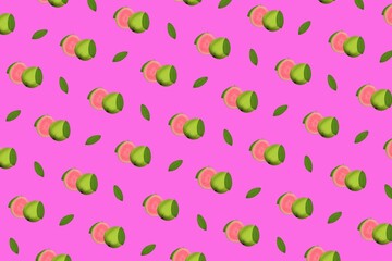 seamless background fruit, seamless pattern, seamless pattern with guava, illustration of fruits, fruit, pink background, wallpaper, fruit background, food, pink, guava