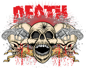 gothic sign with horned skull, grunge vintage design t shirts
