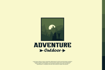 Retro adventure logo design. Outdoor exploration emblem design.