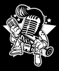Rock Music 80s vector art character graphic drawing illustration for stickers, streetwear, t-shirts, logos, print-on-demand, print, or branding