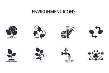 Environment icon set.vector.Editable stroke.linear style sign for use web design,logo.Symbol illustration.