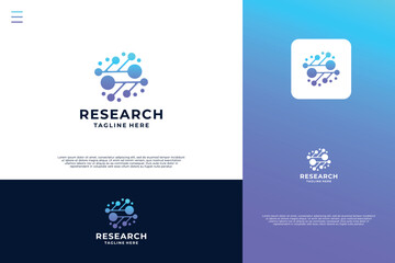Brain research logo design. Molecule connection logo concept