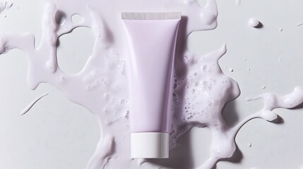 Obraz premium White Cosmetic Tube Surrounded by Cream